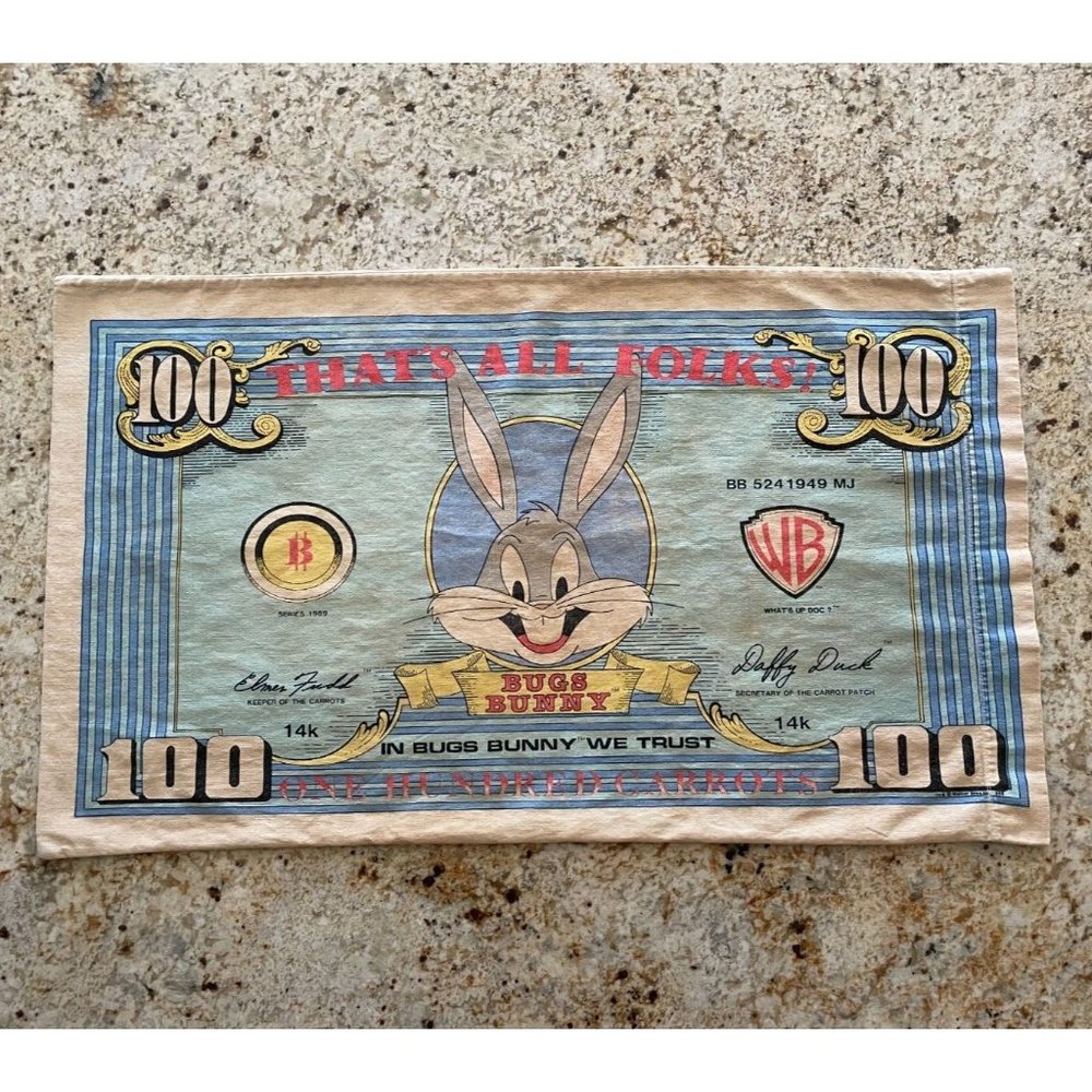 Vintage 1989 Franco Warner Bros. Inc. Bugs Bunny Pillowcase